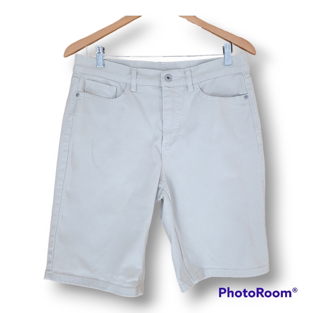 Stretch Denim Stretchy High Rise Bermuda Shorts By Denim & Co. Size 8 - Picture 2 of 11